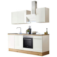 KÜCHENBLOCK 220 cm   Weiss, Weiss Hochglanz  - Weiss Hochglanz/Weiss, Lifestyle, Holzwerkstoff/Kunststoff (220cm) - Respekta