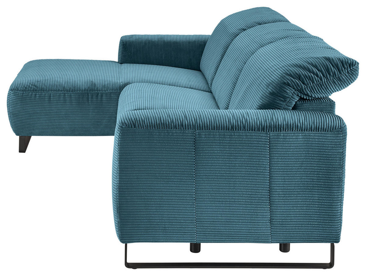 ECKSOFA in Cord Petrol  - Petrol/Schwarz, Konventionell, Textil/Metall (180/266cm) - Hom`in