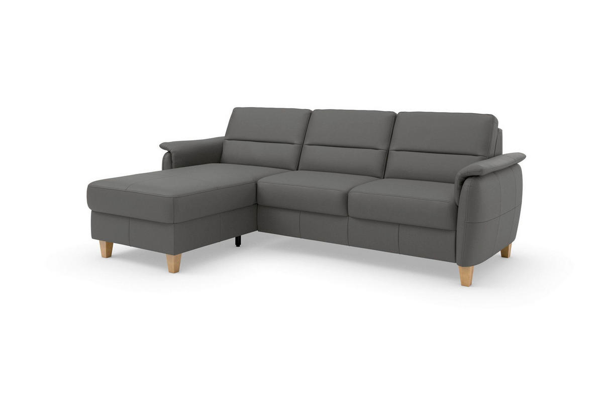 ROHOVÁ SEDAČKA, koža, mokka - farba duba/mokka, Basics, koža/drevo (163/244cm) - Sit & More