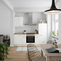 KÜCHENBLOCK Touch 240 cm  in Weiß, Eichefarben  - Edelstahlfarben/Eichefarben, MODERN, Holzwerkstoff/Metall (240cm) - Nobilia