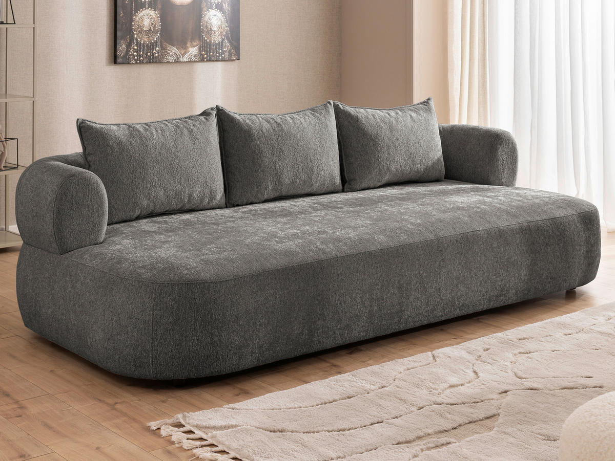 BIGSOFA Chenille Anthrazit  - Anthrazit/Schwarz, Design, Kunststoff/Textil (240/76/122cm) - Livetastic