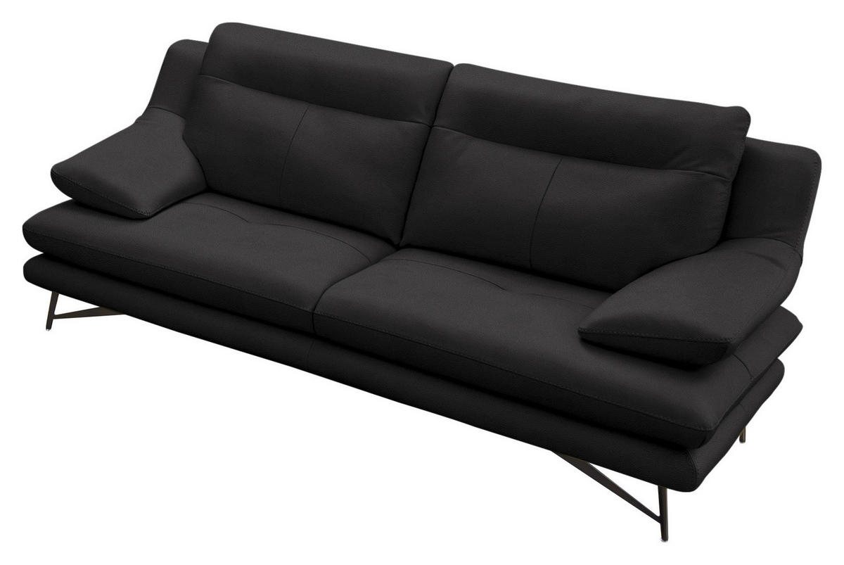 2,5-SITZER Cezanne in Echtleder Mokka   - Schwarz/Mokka, Design, Leder/Metall (195/90/109cm)