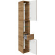HOCHSCHRANK 30/185,5/33 cm  - Chromfarben/Eichefarben, KONVENTIONELL, Glas/Holzwerkstoff (30/185,5/33cm) - Xora