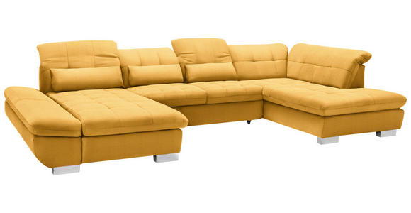 WOHNLANDSCHAFT  in Mikrofaser Gelb  - Chromfarben/Gelb, Design, Kunststoff/Textil (204/350/211cm) - Xora