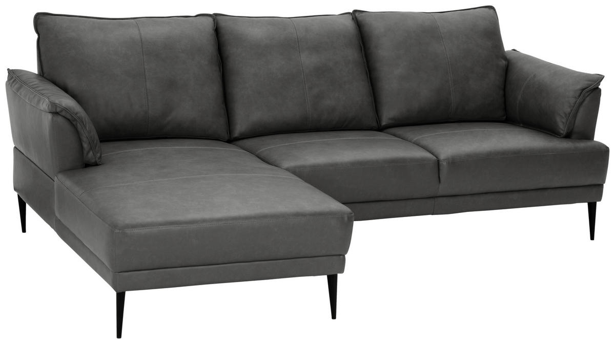 ROHOVÁ SEDAČKA, kůže, šedá - šedá/černá, Design, kov/textil (153/233cm) - Livetastic