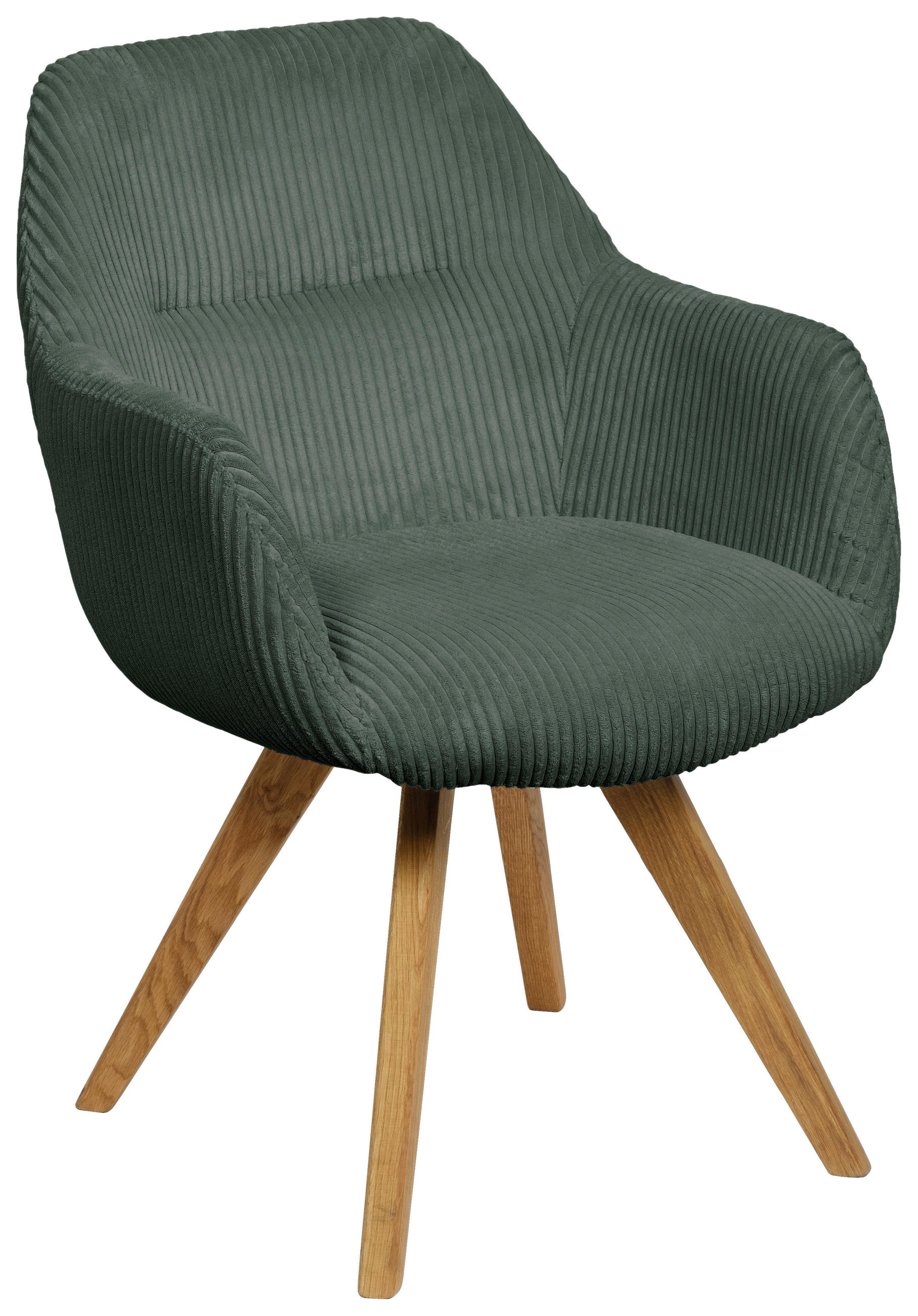 ARMLEHNSTUHL  in Cord  - Eichefarben/Grün, KONVENTIONELL, Holz/Textil (61/64/58cm) - Linea Natura