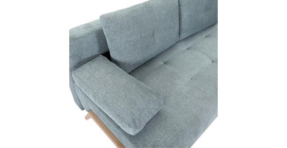 SCHLAFSOFA Flachgewebe Mintgrün Rückenkissen, Armlehnenkissen, Bettkasten, Schlaffunktion, Rücken echt, Liegefläche im Originalstoff  - Buchefarben/Mintgrün, KONVENTIONELL, Holz/Textil (204/75/100cm) - Carryhome