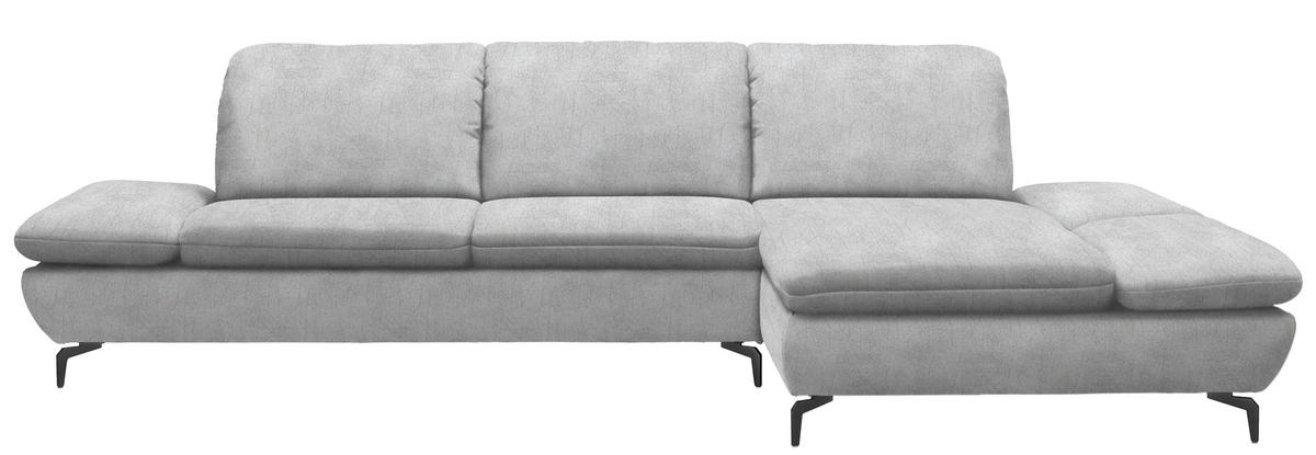 ECKSOFA in Flachgewebe Hellgrau  315/200 cm  - Hellgrau/Schwarz, Design, Textil/Metall (315/200cm) - Chilliano