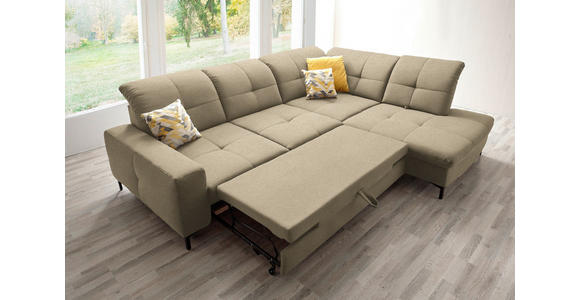 ECKSOFA in Chenille Beige 310/240 cm - Beige/Schwarz, Design, Textil/Metall (310/240cm) - Xora
