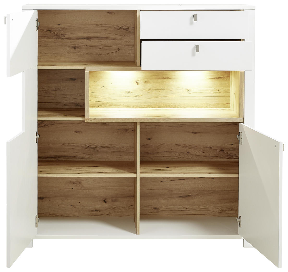 HIGHBOARD  in 132/138/41 cm  - Buchefarben/Weiß, MODERN, Holz/Holzwerkstoff (132/138/41cm) - Livetastic