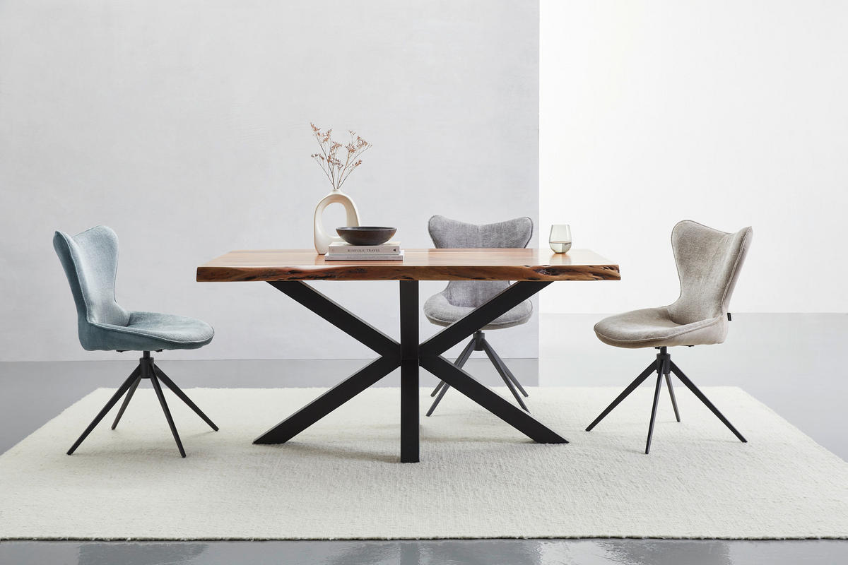 ESSTISCH in Holz, Metall 160/90/76 cm  - Schwarz/Naturfarben, Natur, Holz/Metall (160/90/76cm) - Landscape