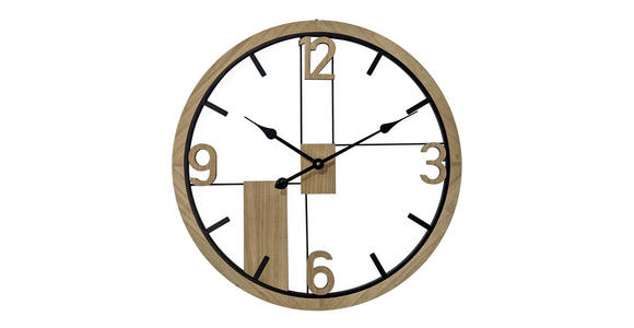 WANDUHR 60 cm   - Schwarz/Naturfarben, Design, Holz/Holzwerkstoff (60cm) - Ambia Home