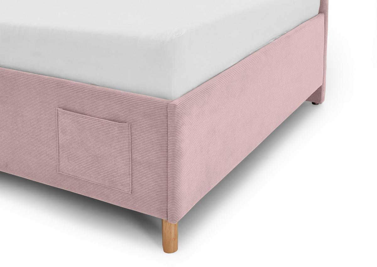 POLSTERLIEGE in Cord Rosa  - Eichefarben/Rosa, Konventionell, Holz/Textil (140/200cm) - Stylife