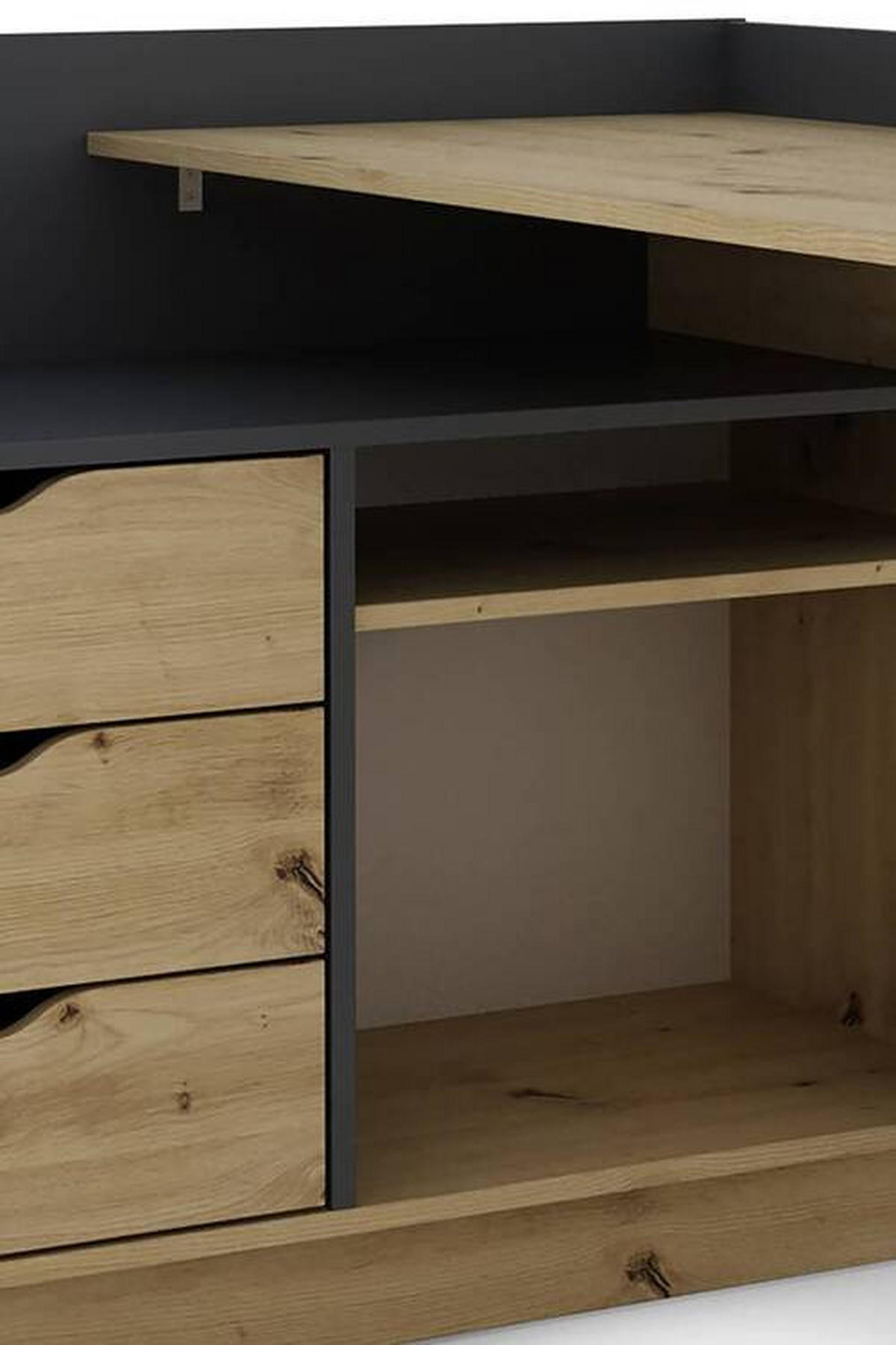 ECKSCHREIBTISCH 129/105/84 cm  in Anthrazit, Eiche Artisan  - Anthrazit/Eiche Artisan, LIFESTYLE, Holzwerkstoff (129/105/84cm) - MID.YOU