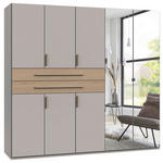 KLEIDERSCHRANK  in Eichefarben, Kaschmir  - Kaschmir/Eichefarben, Design, Glas/Holzwerkstoff (225/208/65cm) - Carryhome