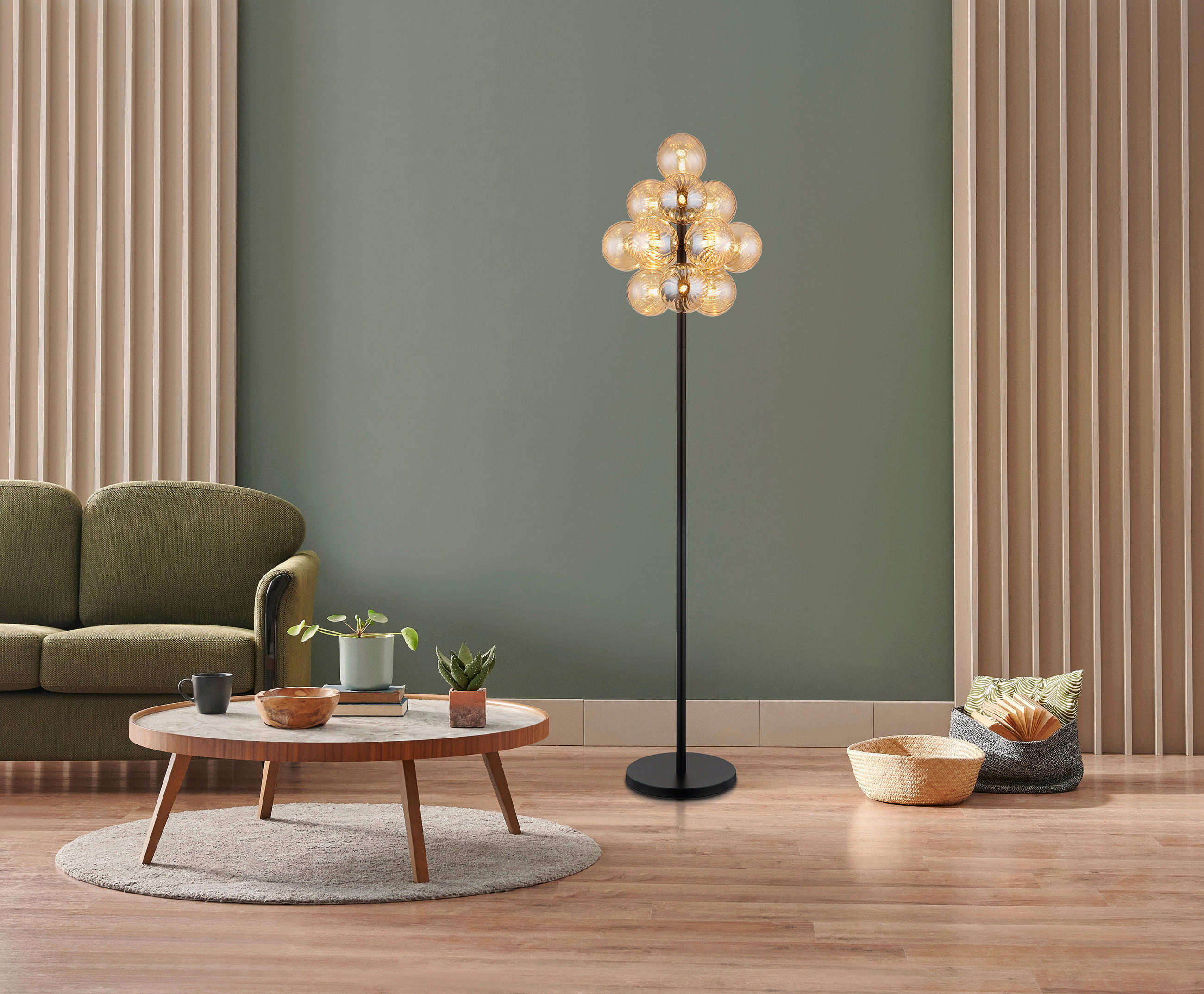 STEHLEUCHTE 39,5/160 cm    - Schwarz/Orange, Design, Glas/Kunststoff (39,5/160cm)