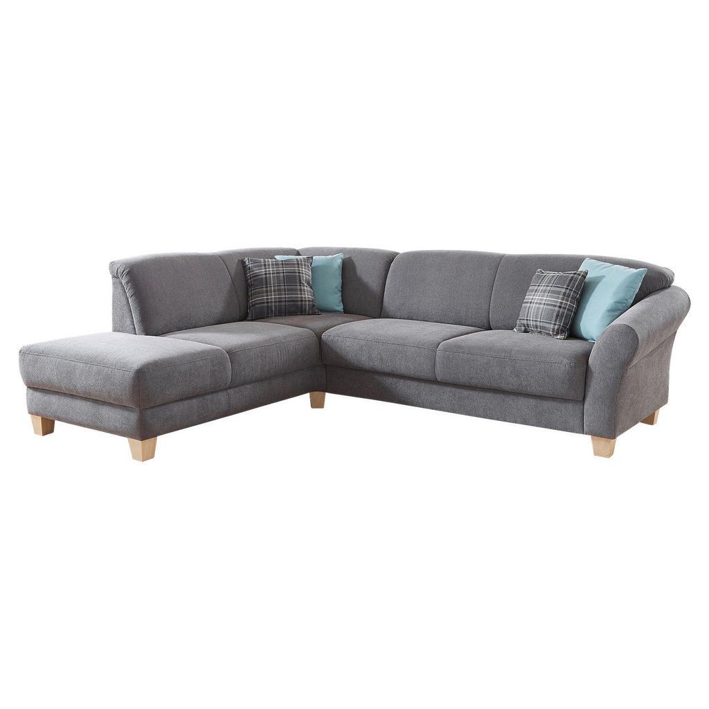 Thumbnail - Sit & More Ecksofa, Grau, Textil, Buche, 6-Sitzer, Ottomane links, L-Form, 257x212 cm, Goldenes M, Oeko-Tex® Standard 10...