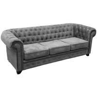 CHESTERFIELD-SOFA CHESTERFIELD Flachgewebe Grau  - Schwarz/Grau, KONVENTIONELL, Holz/Textil (225/72/92cm) - Livetastic