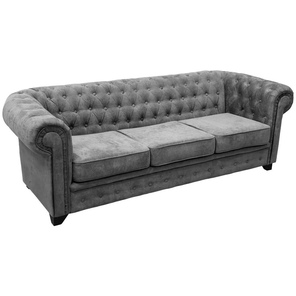 Livetastic SEDAČKA CHESTERFIELD, drevo, textil, kompozitné drevo, sivá