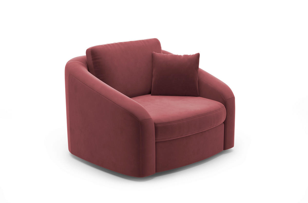 SESSEL in Samt Aubergine  - Aubergine/Schwarz, MODERN, Kunststoff/Textil (116/88/104cm) - Sit & More