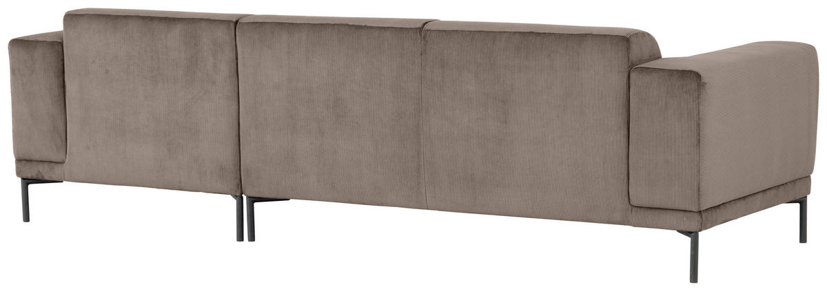 ECKSOFA ERNO Taupe Cord  - Taupe/Schwarz, Design, Textil/Metall (262/183cm) - MID.YOU