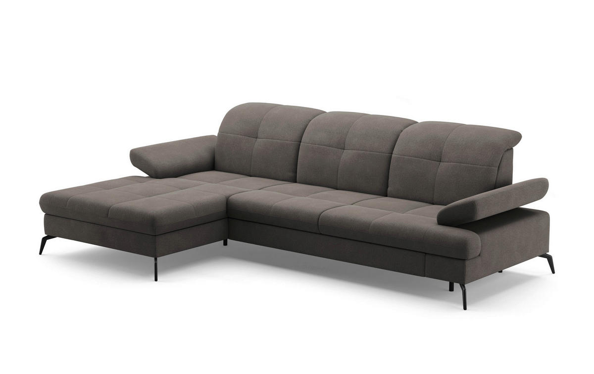 ECKSOFA in Flachgewebe Graphitfarben  - Schwarz/Graphitfarben, Konventionell, Textil/Metall (185/279cm) - Sit & More