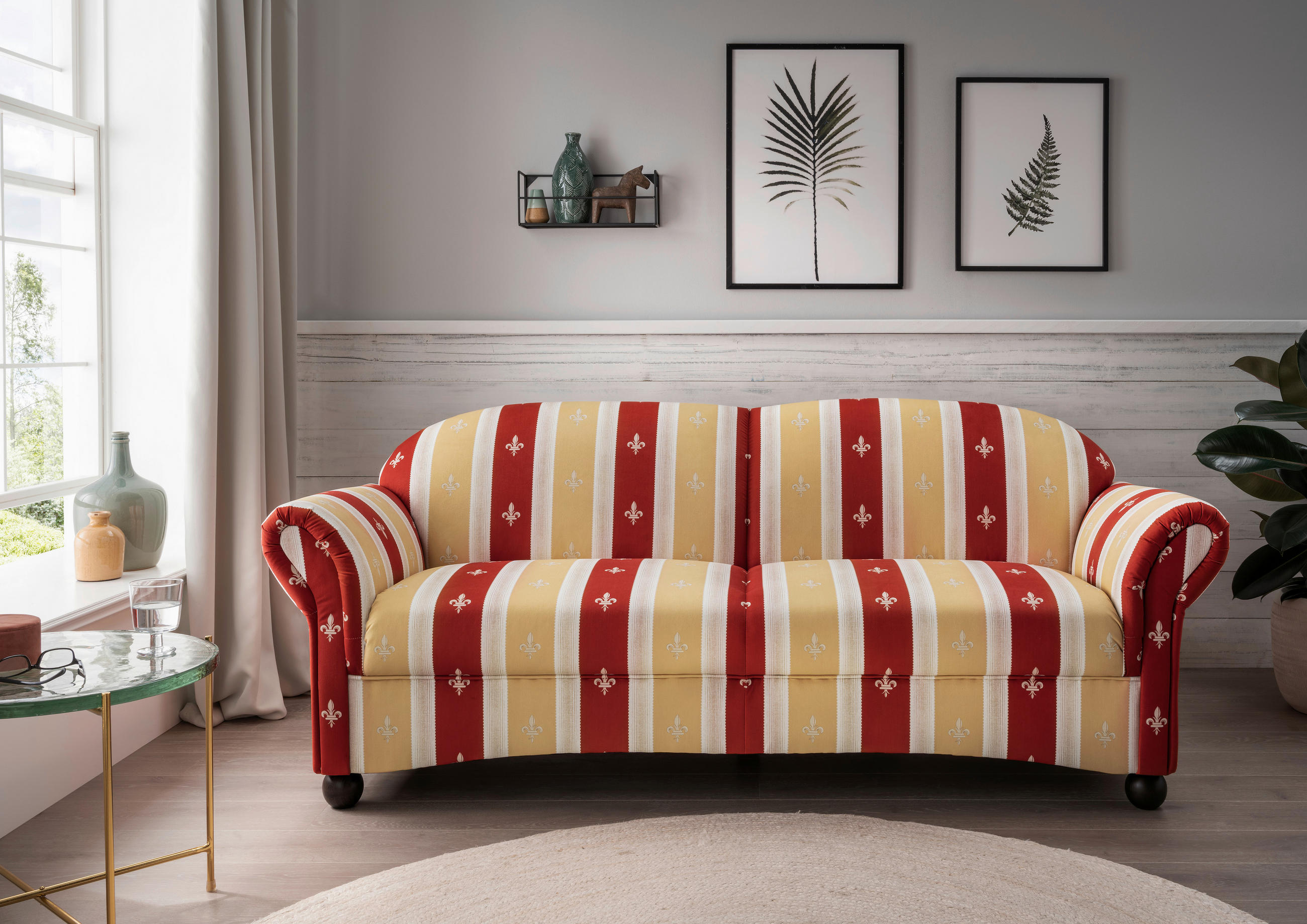 2,5-SITZER Mikrofaser Rot  - Wengefarben/Rot, KONVENTIONELL, Holz/Textil (198/84/80cm) - Livetastic