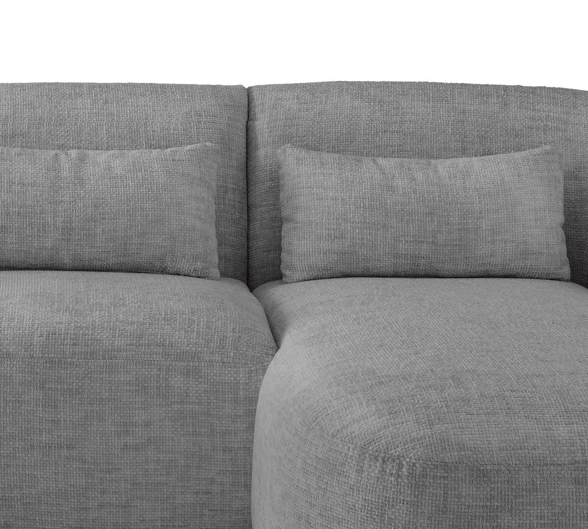ECKSOFA in Struktur Silberfarben  - Silberfarben/Schwarz, Modern, Kunststoff/Textil (256/160cm) - Livetastic