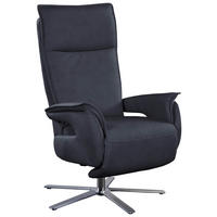 RELAXSESSEL in Leder Dunkelblau  - Edelstahlfarben/Dunkelblau, Modern, Leder/Metall (77/116/80cm) - Livetastic