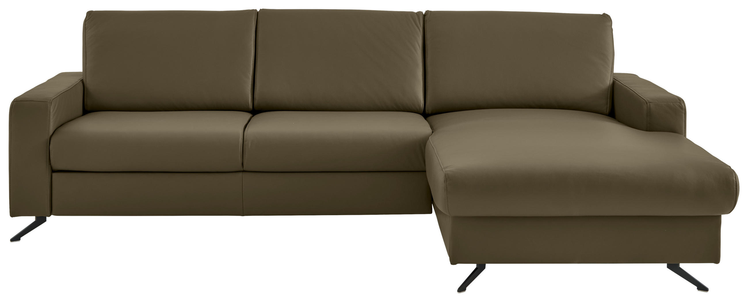 ECKSOFA in Echtleder Grün  267/165 cm  - Schwarz/Grün, Design, Leder/Metall (267/165cm) - Lomoco