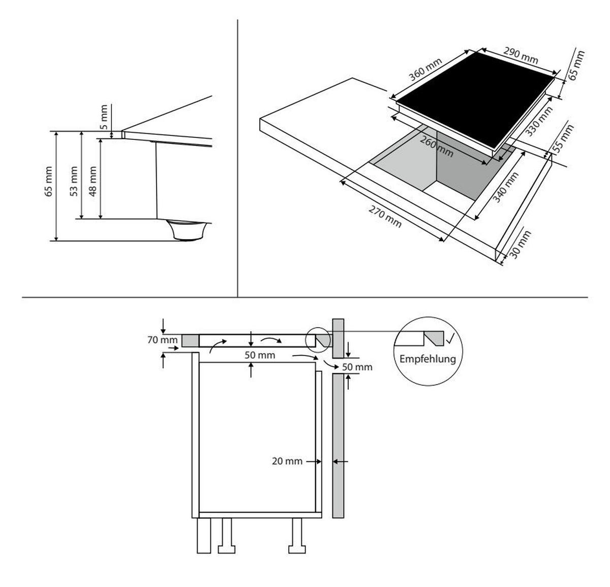 INDUKTIONSKOCHFELD ProAdvanced E1  - Schwarz, Basics, Glas (29,0/6,5/36,0cm) - CASO Design