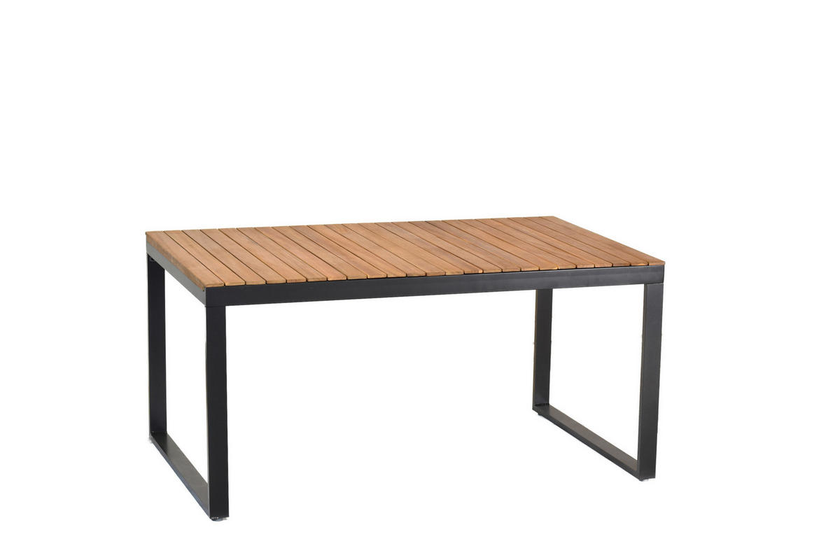 GARTENTISCHGRUPPE beschichtet AkazieHartholz Aluminium  - Graphitfarben/Grau, KONVENTIONELL, Holz/Textil - Gardenson