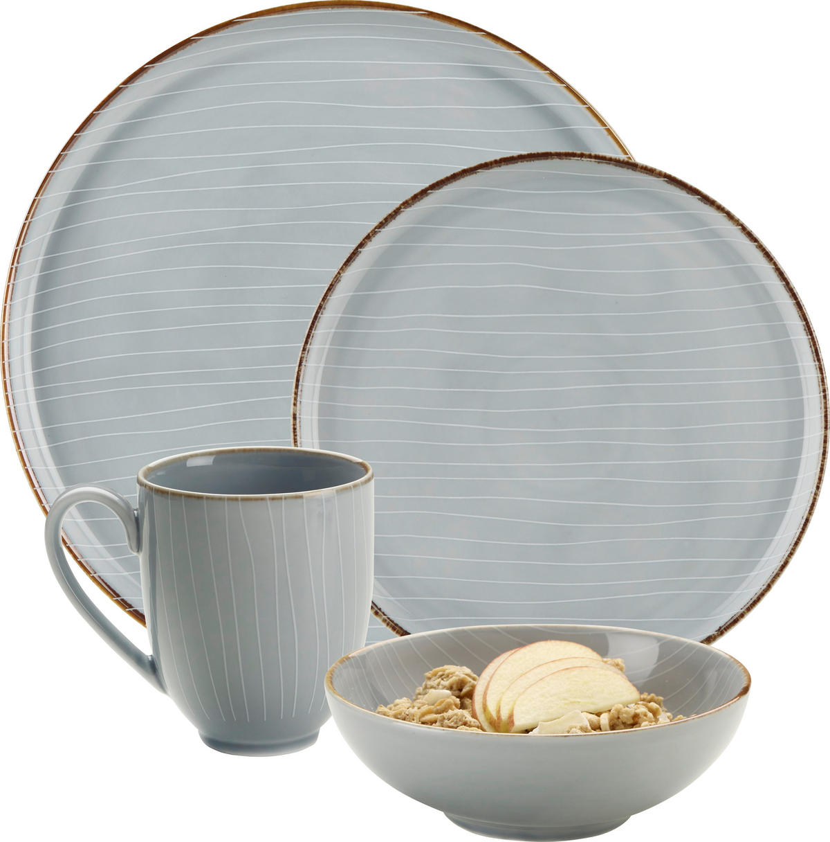 KOMBISERVICE Bergen 24-teilig  - Grau, Design, Keramik - Landscape