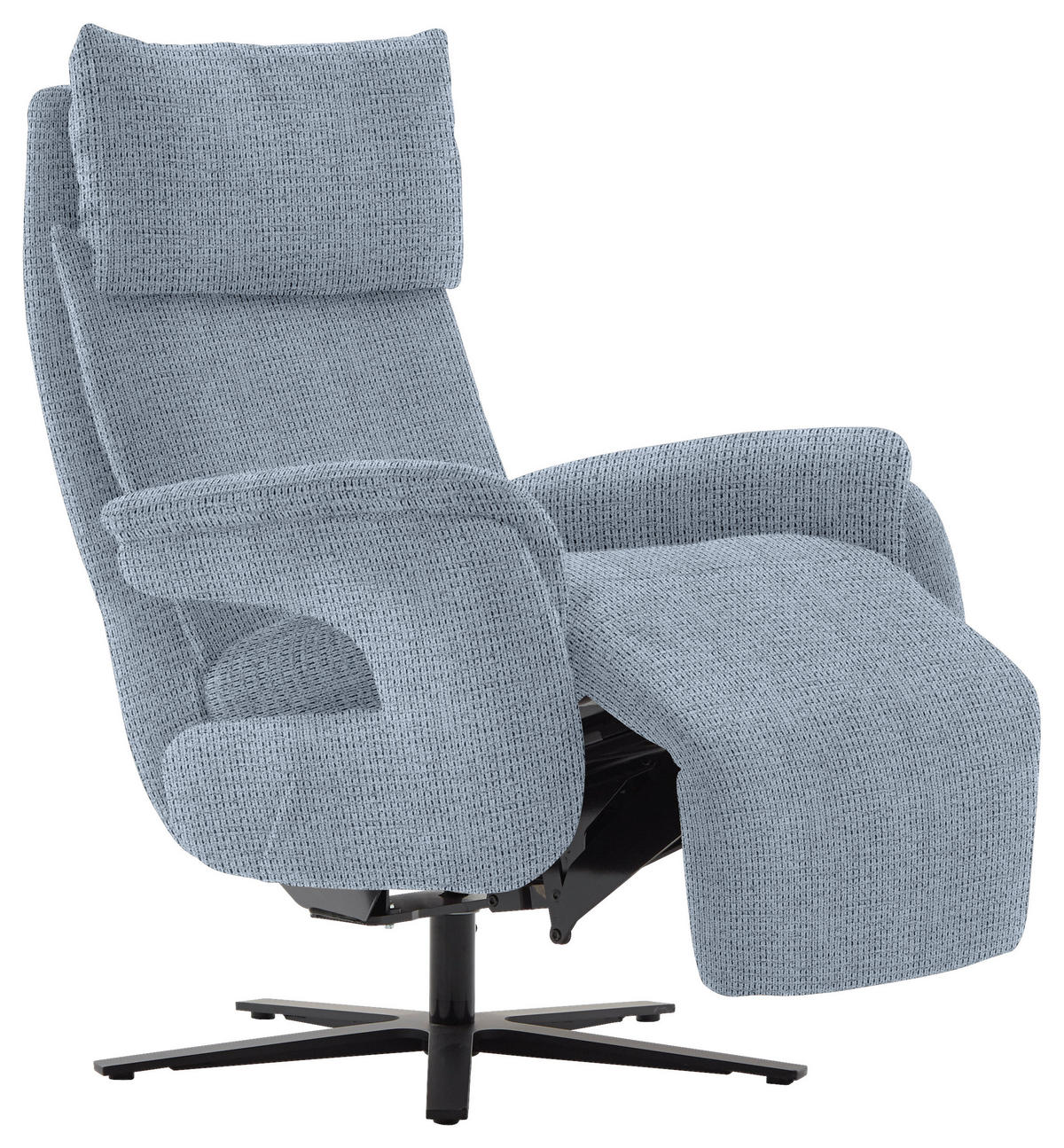 FERNSEHSESSEL in Struktur Hellblau  - Schwarz/Hellblau, Modern, Textil/Metall (73/113-117/85cm) - Cantus
