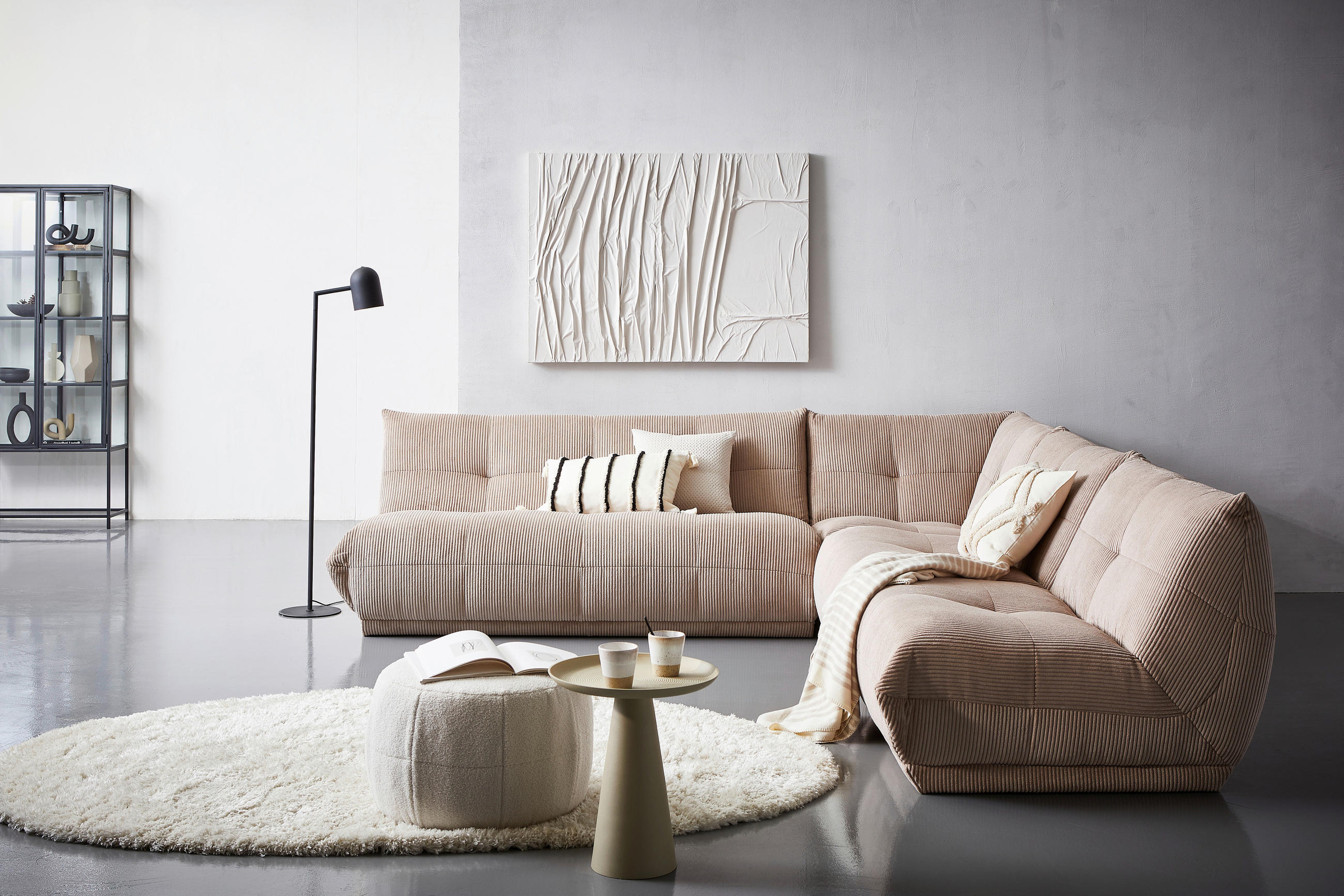 ECKSOFA in Cord Taupe - Taupe, Trend, Textil (285/315cm) - Livetastic