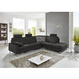 ECKSOFA Latina in Mikrofaser Anthrazit  275/242 cm  - Anthrazit/Alufarben, Design, Textil/Metall (275/242cm) - Dieter Knoll