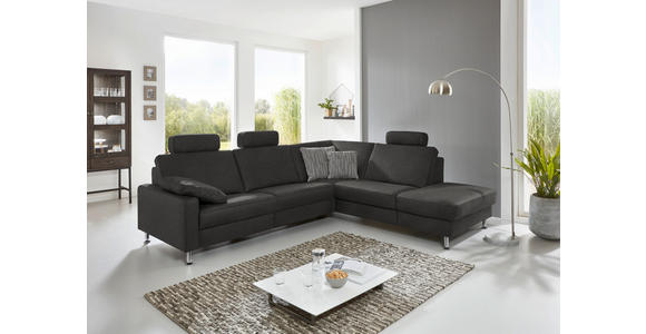 ECKSOFA Latina in Mikrofaser Anthrazit  275/242 cm  - Anthrazit/Alufarben, Design, Textil/Metall (275/242cm) - Dieter Knoll