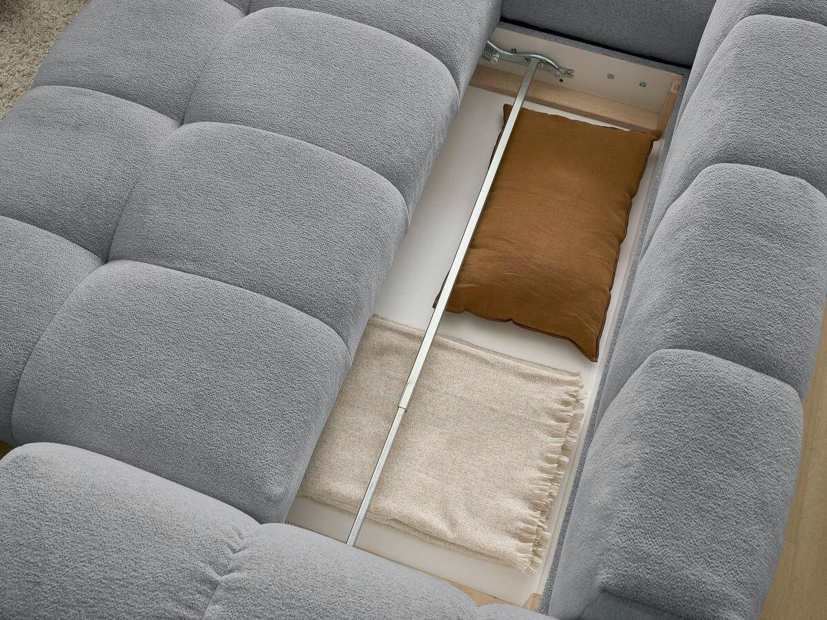 ECKSCHLAFSOFA EVEREST  mit Rücken echt, Armteil links, Armteil rechts Flachgewebe Dunkelgrau  - Dunkelgrau/Schwarz, MODERN, Kunststoff/Textil (320/212cm)