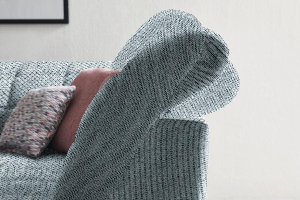 ECKSOFA  in Webstoff Hellblau  302/216 cm  - Schwarz/Hellblau, Design, Holz/Textil (302/216cm) - Xora