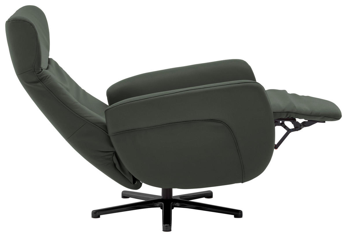 RELAXSESSEL in Leder Dunkelgrün  - Dunkelgrün/Schwarz, Design, Leder/Metall (76/112/83cm) - Beldomo Speed
