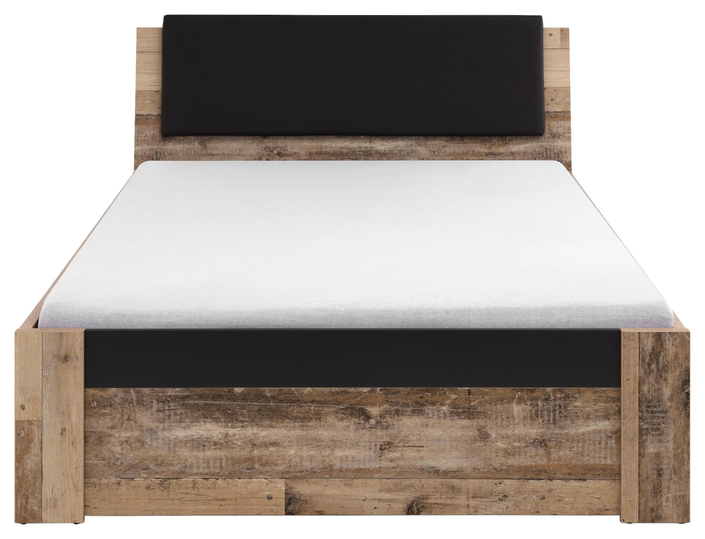 Bett in Anthrazit, Fichtefarben