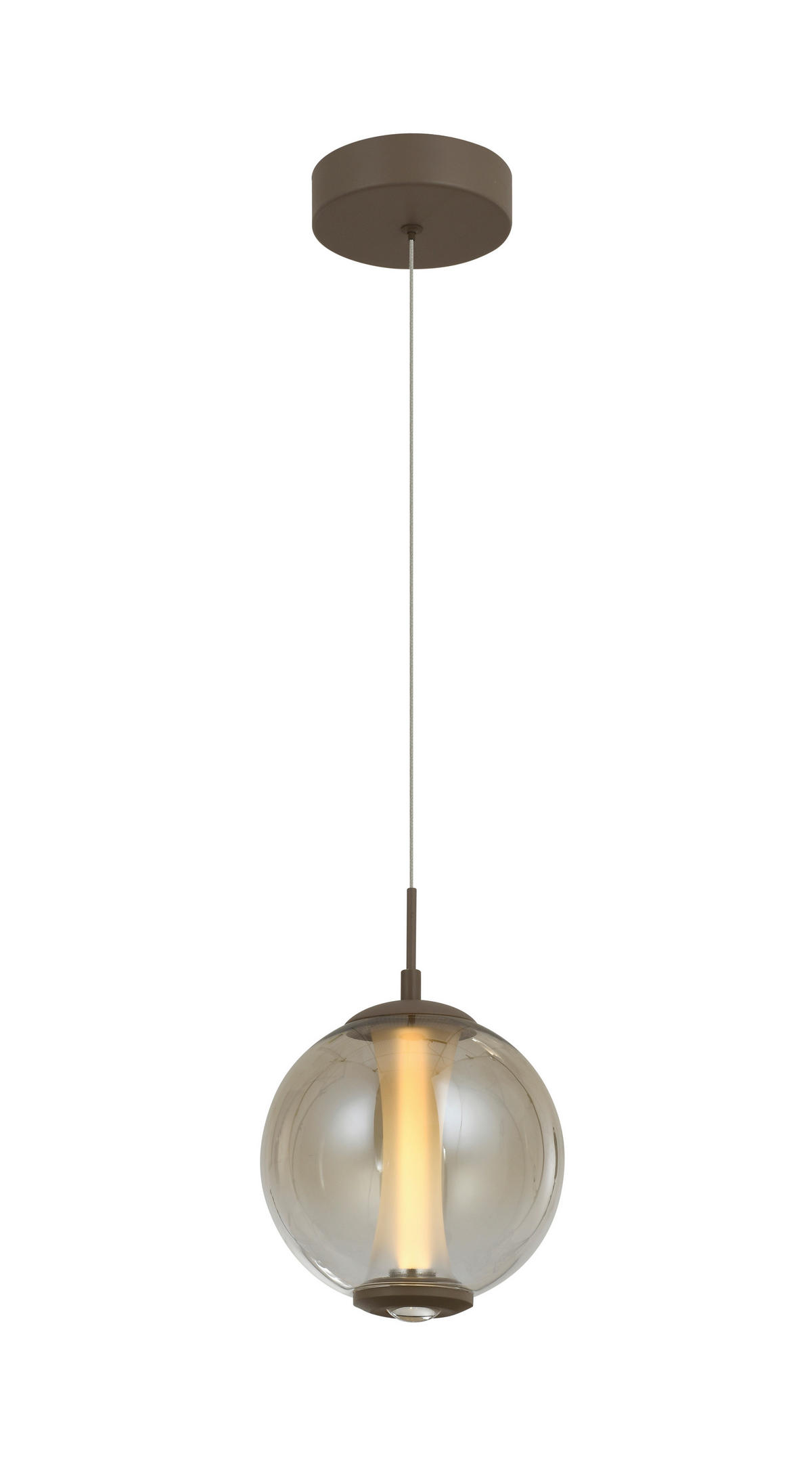 ZÁVĚSNÉ LED SVÍTIDLO, 18/150/18 cm  - pískové barvy, Design, kov/sklo (18/150/18cm)