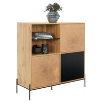 KOMMODE  in 110/114/40 cm  - Eichefarben/Schwarz, Design, Holzwerkstoff/Metall (110/114/40cm) - Carryhome