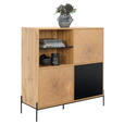 KOMMODE  in 110/114/40 cm  - Eichefarben/Schwarz, Design, Holzwerkstoff/Metall (110/114/40cm) - Carryhome