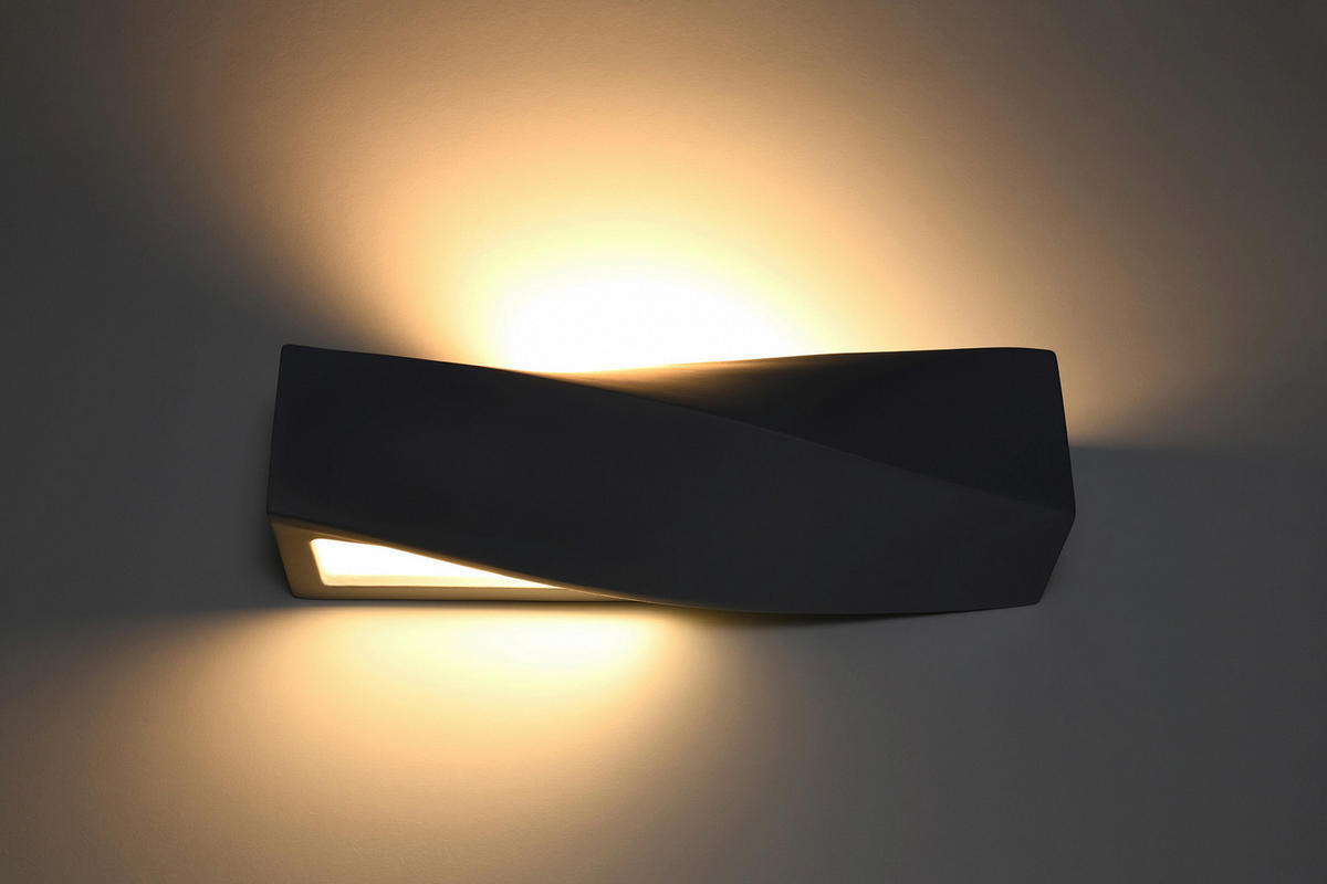 WANDLEUCHTE SIGMA 42/12/14 cm   - Schwarz, Design, Glas/Keramik (42/12/14cm)