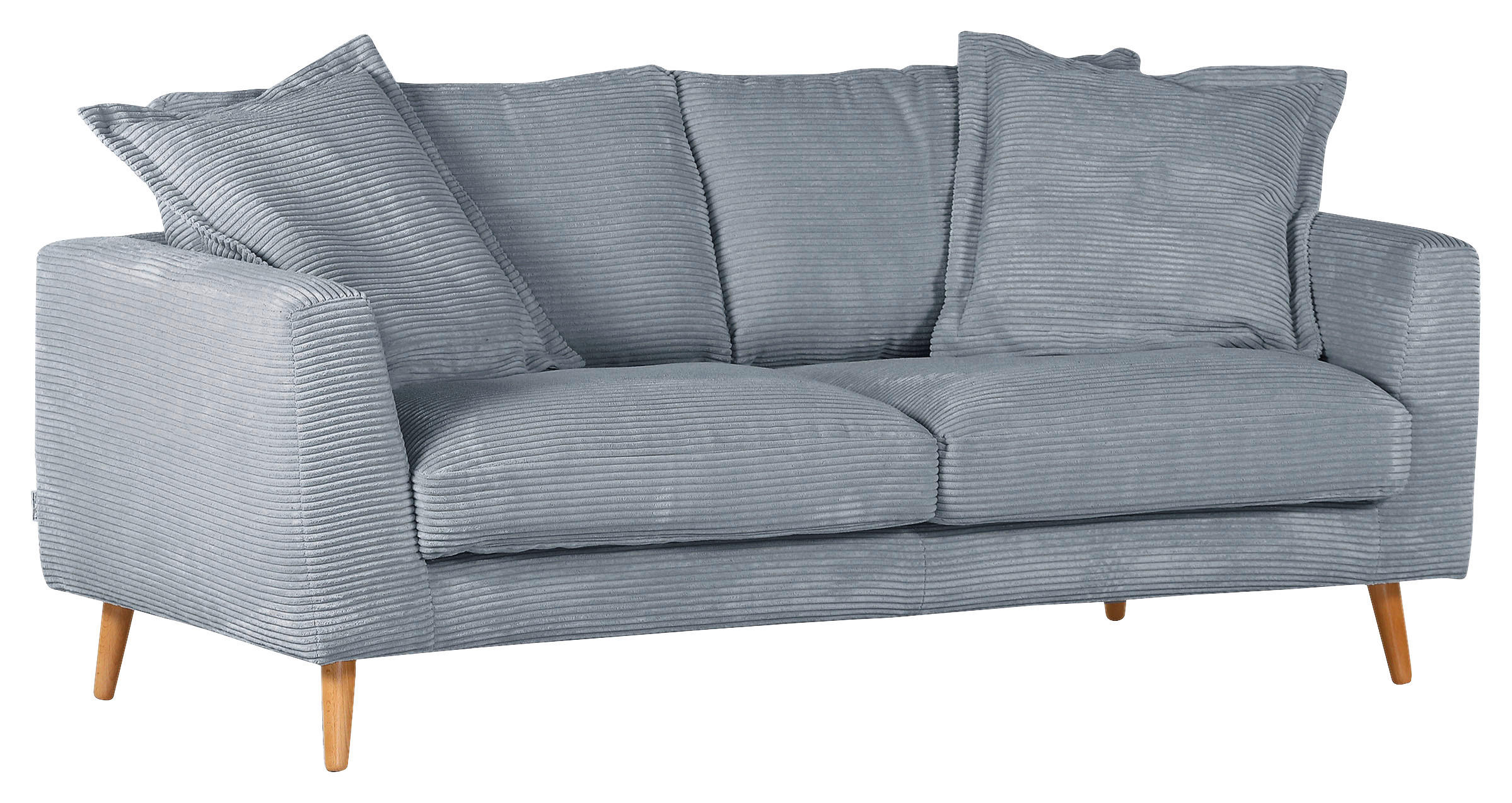 2,5-SITZER in Cord Hellblau  - Naturfarben/Hellblau, ROMANTIK / LANDHAUS, Holz/Textil (195/69/100cm) - Landscape