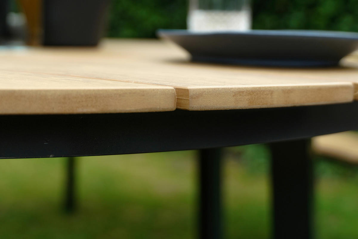 GARTENSET 3-teilig Aluminium  - Anthrazit/Teakfarben, KONVENTIONELL, Kunststoff/Metall (239/74cm)