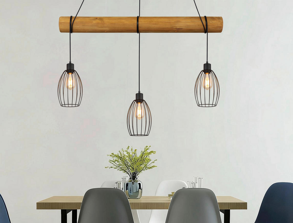 HÄNGELEUCHTE 115/16/150 cm   - Schwarz, Trend, Holz/Metall (115/16/150cm) - Collet's Monde