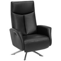 RELAXSESSEL Echtleder Relaxfunktion, Fußteilverstellung    - Silberfarben/Schwarz, Design, Leder/Metall (73/105/82cm) - Welnova