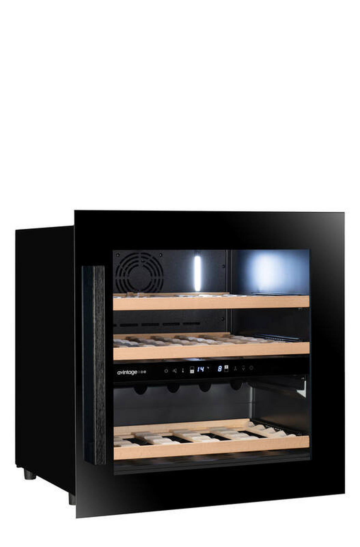 WEINKÜHLSCHRANK AVI60F2FV  - Schwarz, Basics, Glas/Holz (58,9/54,8/59,5cm)
